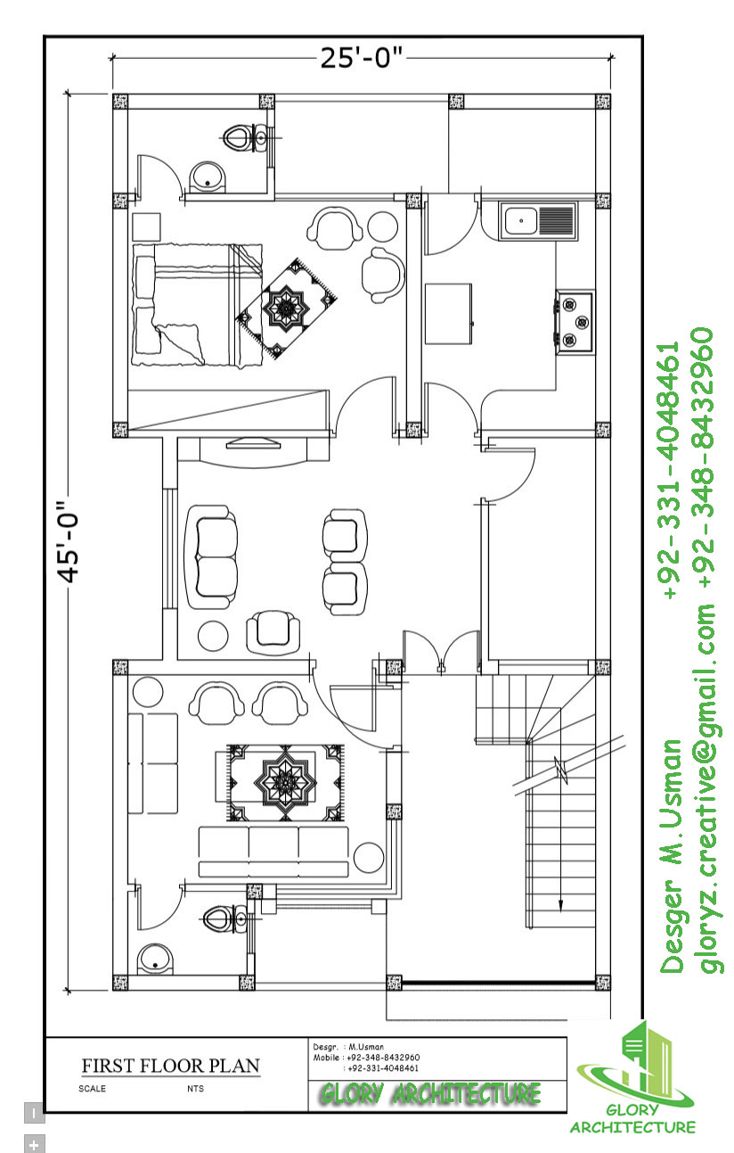 25X45 House plan – Glory Architecture